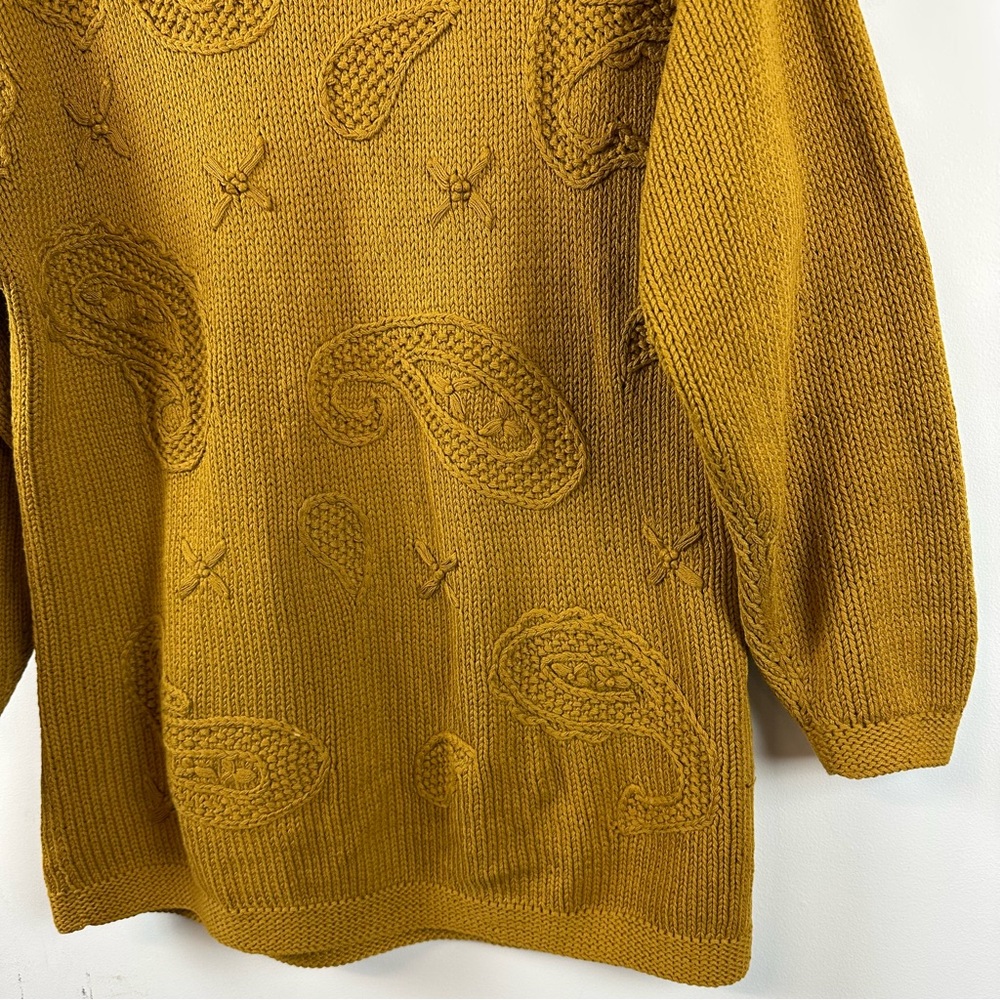 VTG Banana Republic Boatneck Knit Sweater Paisley  Medium 100% Cotton - Picture 6 of 8